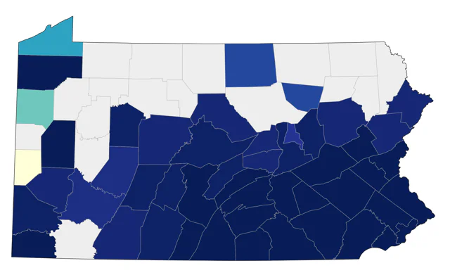 Blue Grosbeak county map