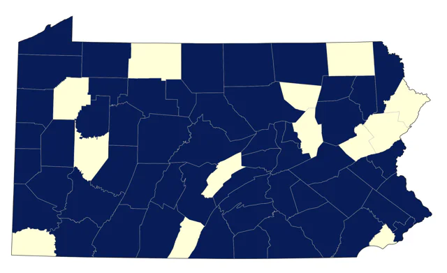 Blue-winged Teal county map