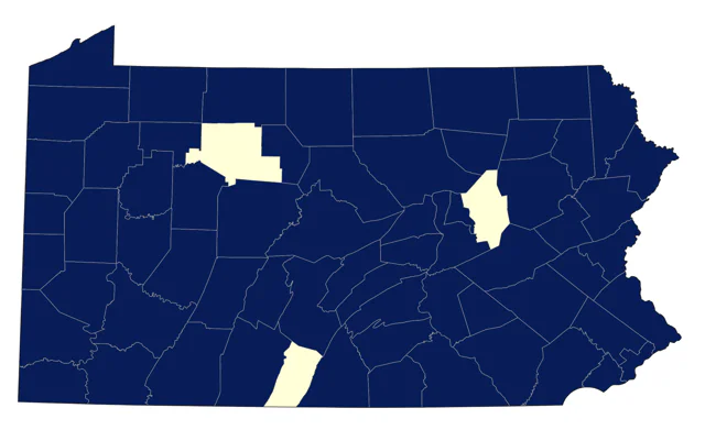 Blue-winged Warbler county map