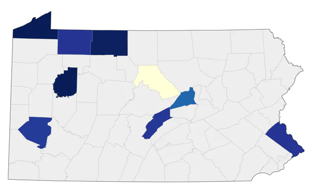 Bohemian Waxwing county map