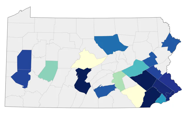 Budgerigar county map
