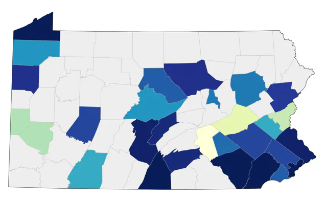 Buff-breasted Sandpiper county map