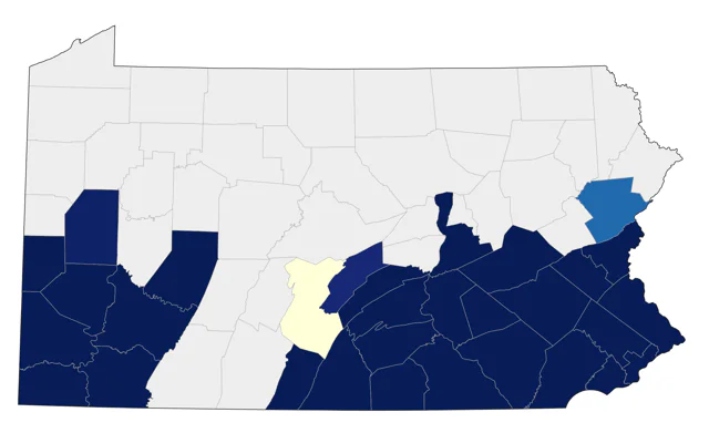 Carolina Chickadee county map