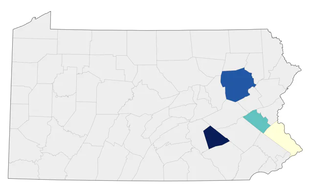 Common Shelduck county map