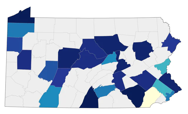 Franklin's Gull county map