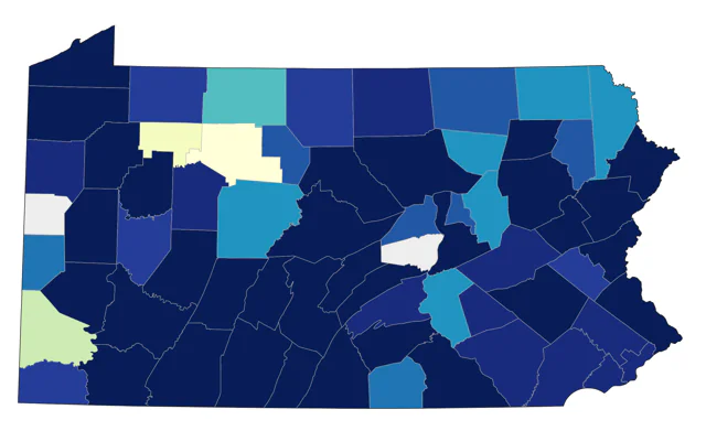 Golden-winged Warbler county map