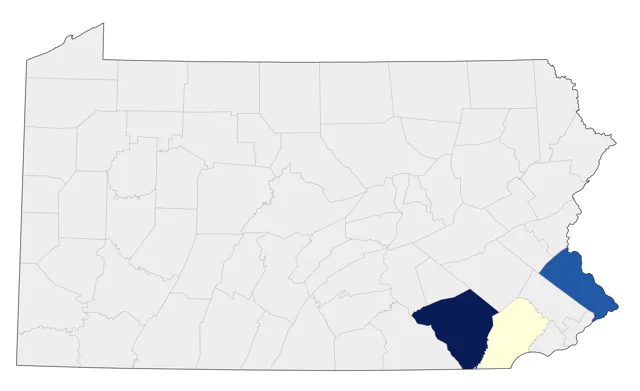 Gray Kingbird county map