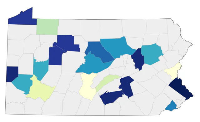 Harlequin Duck county map