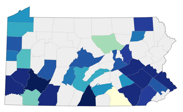 Helmeted Guineafowl county map