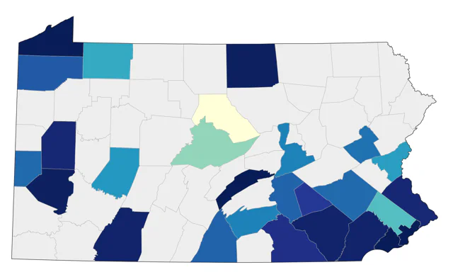 Hudsonian Godwit county map