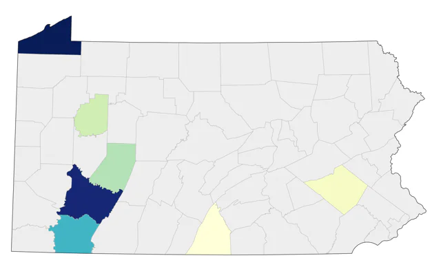Kirtland's Warbler county map