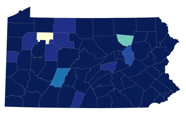 Least Sandpiper county map