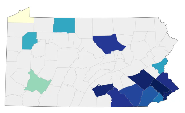 LeConte's Sparrow county map