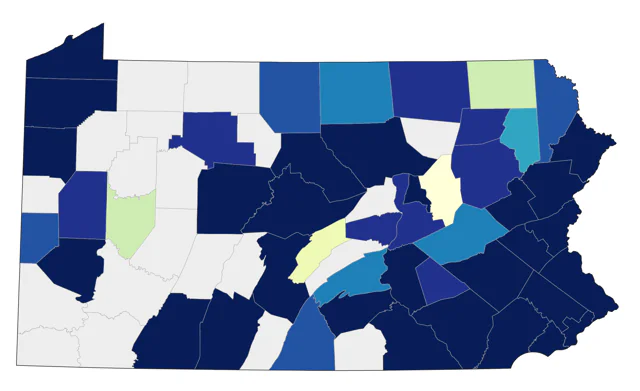 Lesser Black-backed Gull county map