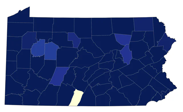 Lesser Yellowlegs county map
