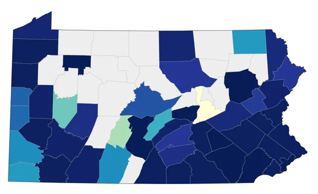 Little Blue Heron county map