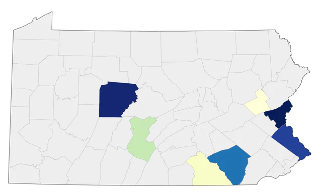 Mountain Bluebird county map