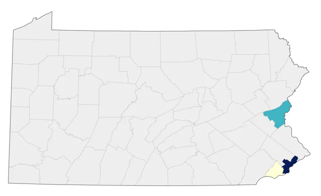 Northern Red Bishop county map