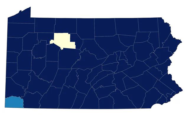 Northern Waterthrush county map