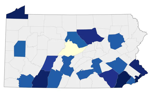 Parasitic Jaeger county map
