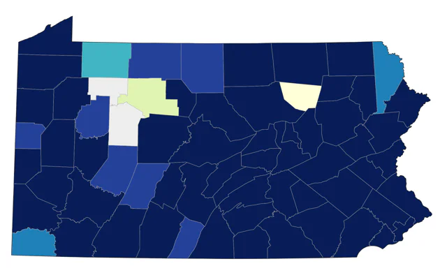 Peregrine Falcon county map
