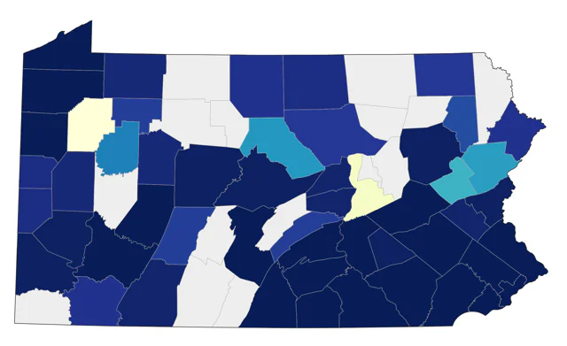 Prothonotary Warbler county map