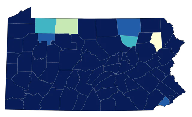 Red-headed Woodpecker county map
