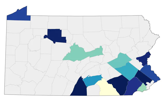 Say's Phoebe county map