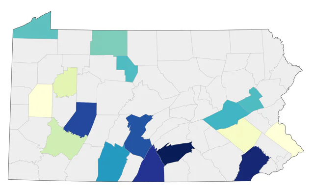 Townsend's Solitaire county map