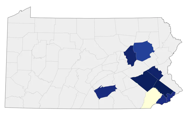Townsend's Warbler county map