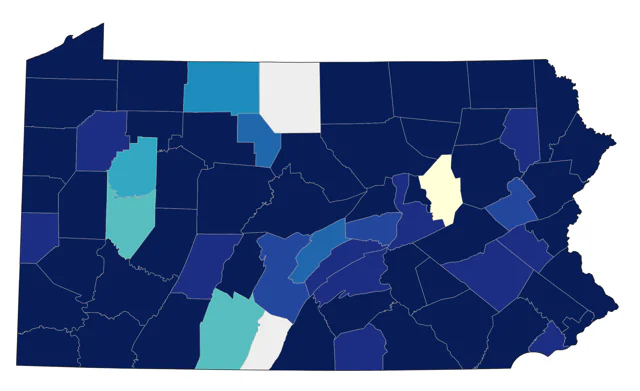 Virginia Rail county map
