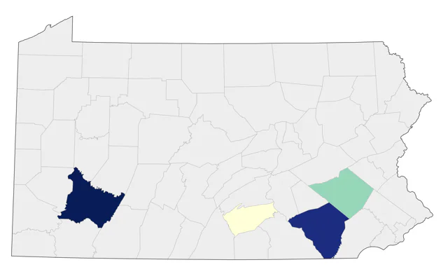 Western Flycatcher county map
