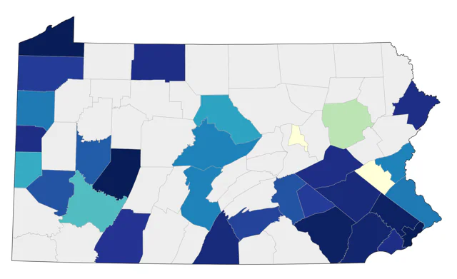 Western Sandpiper county map