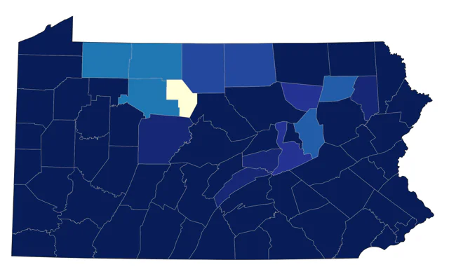 White-eyed Vireo county map