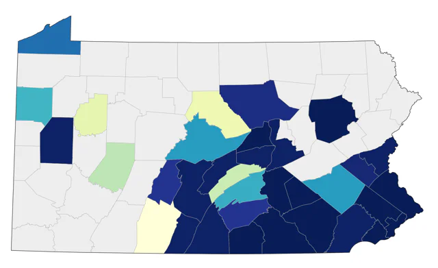 White Ibis county map