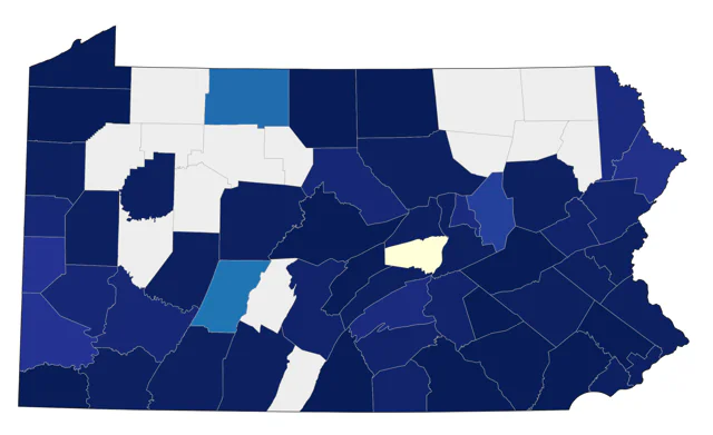 White-rumped Sandpiper county map