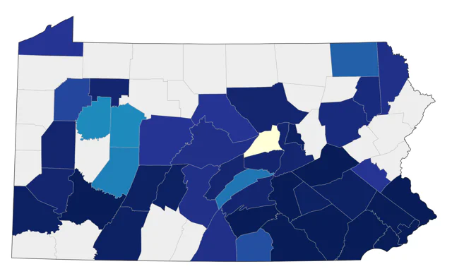 Yellow-crowned Night Heron county map