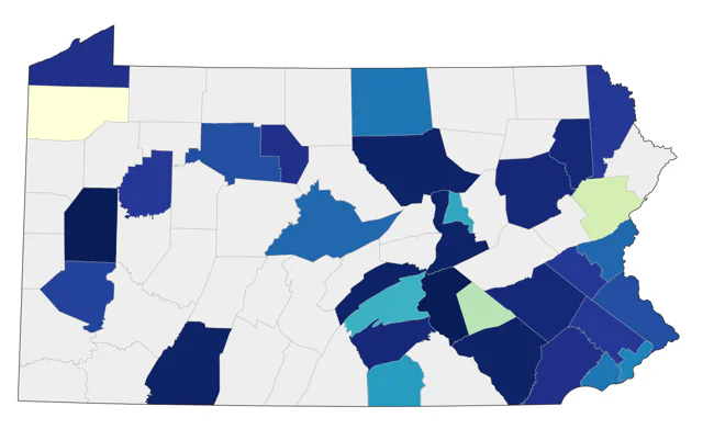 Yellow-headed Blackbird county map