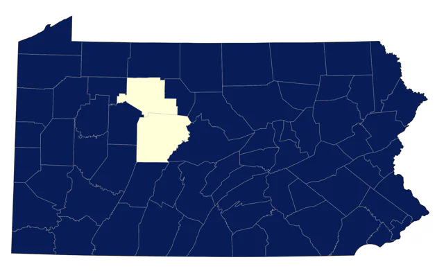 Yellow-throated Vireo county map
