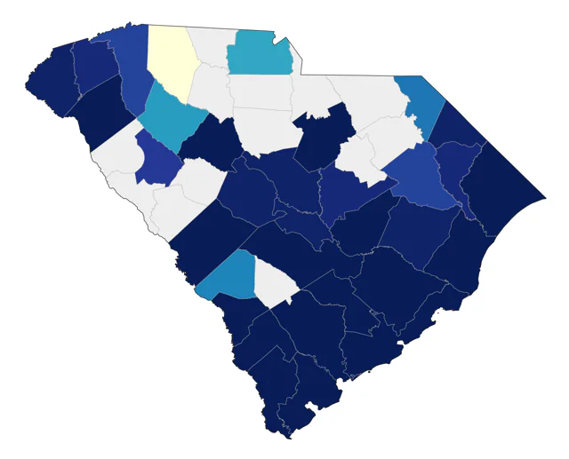Black-crowned Night Heron county map