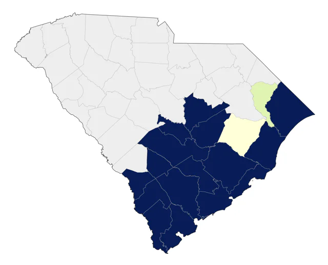 Boat-tailed Grackle county map
