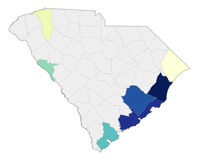 Brown Booby county map