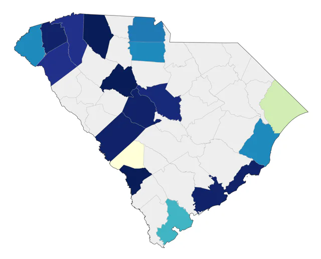 Cerulean Warbler county map