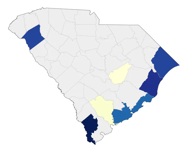 Fulvous Whistling-Duck county map