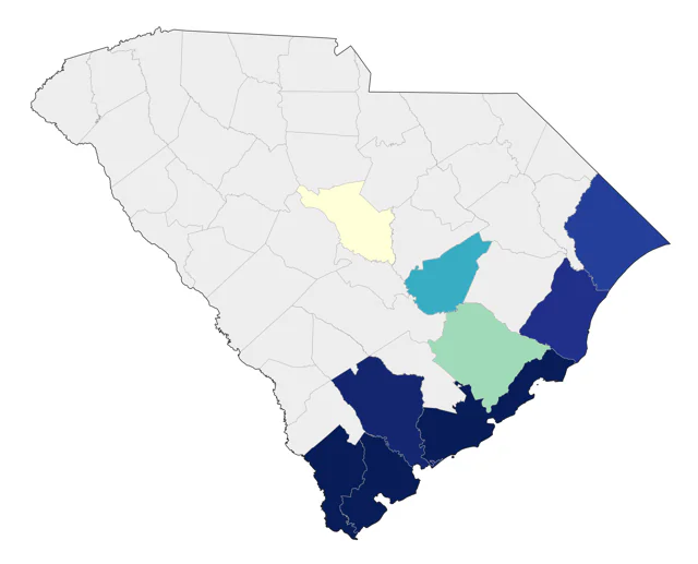 Gray Kingbird county map