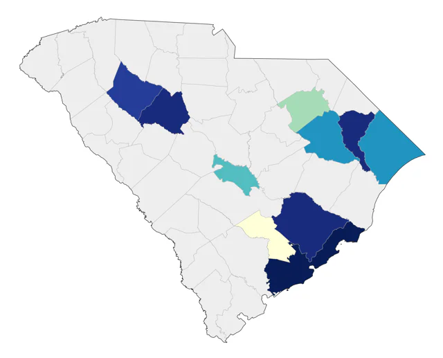Helmeted Guineafowl county map