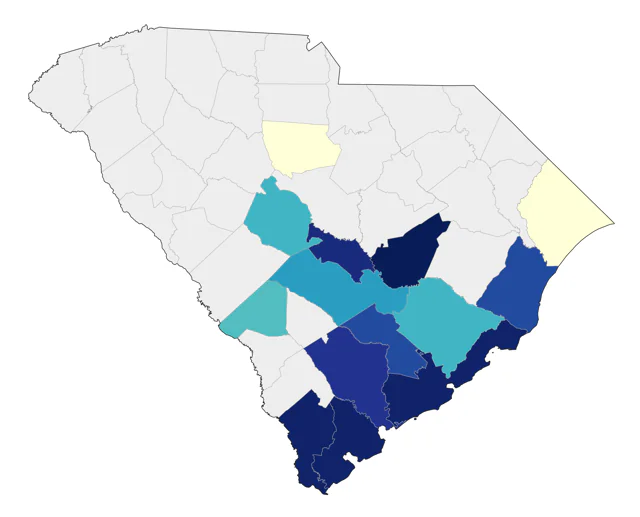 LeConte's Sparrow county map