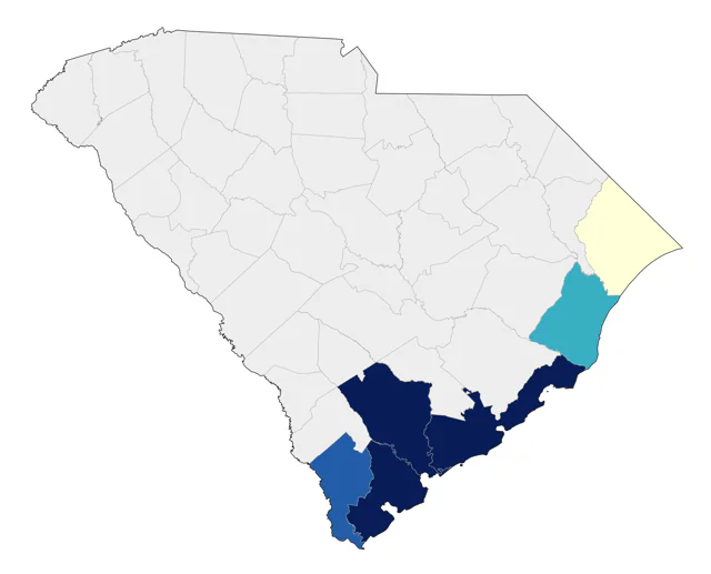 Long-billed Curlew county map