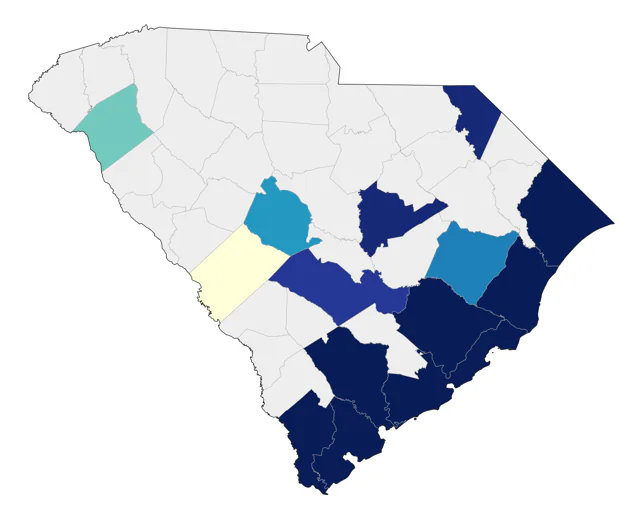 Ruddy Turnstone county map