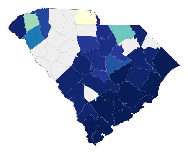Tricolored Heron county map